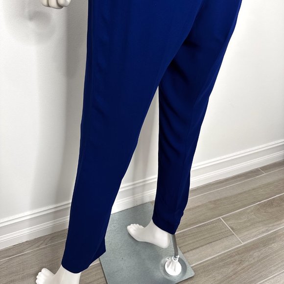 Max Mara Sleeveless Layered Pleated Tapered Leg Jumpsuit in Royal Blue Size 4 - Picture 14 of 16